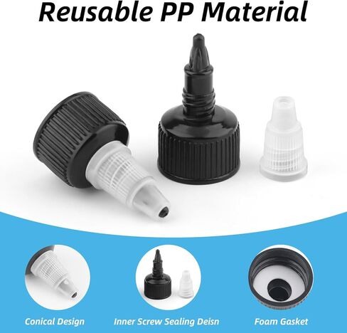 50Pcs 20/410 Plastic Squeeze Bottle Cap,Black Natural twist top caps,Squeeze Bottle Replacement Twist Caps Dispensing Caps for Squeeze Bottles Glue Bottles in Saudi Arabia