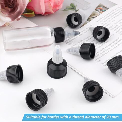 50Pcs 20/410 Plastic Squeeze Bottle Cap,Black Natural twist top caps,Squeeze Bottle Replacement Twist Caps Dispensing Caps for Squeeze Bottles Glue Bottles in Saudi Arabia