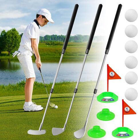 Junior Golf Clubs Set for Right Hand,3 Pcs Training Set with Wood Iron Putter,Telescopic Club The Adjustable Length Golf Club for Teens & Adults in Kuwait