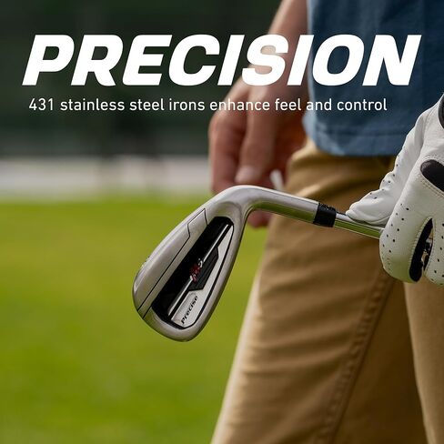 مجموعة نادي الجولف الكاملة Precise M5 Pro للرجال - 6-4 مشغل تيتانيوم، 17-4 خشب من الفولاذ المقاوم للصدأ، مكاوي 431 SS، حقيبة حامل فاخرة - 12 ناديًا + أغطية للرأس in Saudi Arabia