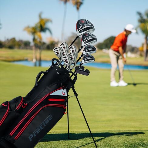 مجموعة نادي الجولف الكاملة Precise M5 Pro للرجال - 6-4 مشغل تيتانيوم، 17-4 خشب من الفولاذ المقاوم للصدأ، مكاوي 431 SS، حقيبة حامل فاخرة - 12 ناديًا + أغطية للرأس in Saudi Arabia