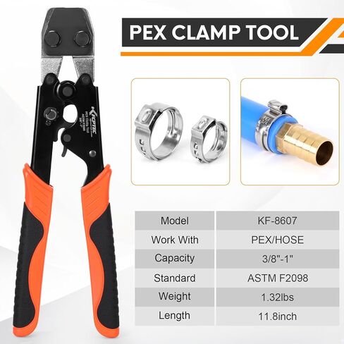 KF CPTEC PEX Clamp Tool for 1/2 inch and 3/4 inch PEX clamp rings - Pipe clamp crimping tools for 3/8 to 1 inch PEX cinch clamps, PEX clamp pliers in Saudi Arabia