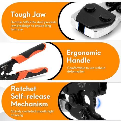 KF CPTEC PEX Clamp Tool for 1/2 inch and 3/4 inch PEX clamp rings - Pipe clamp crimping tools for 3/8 to 1 inch PEX cinch clamps, PEX clamp pliers in Saudi Arabia