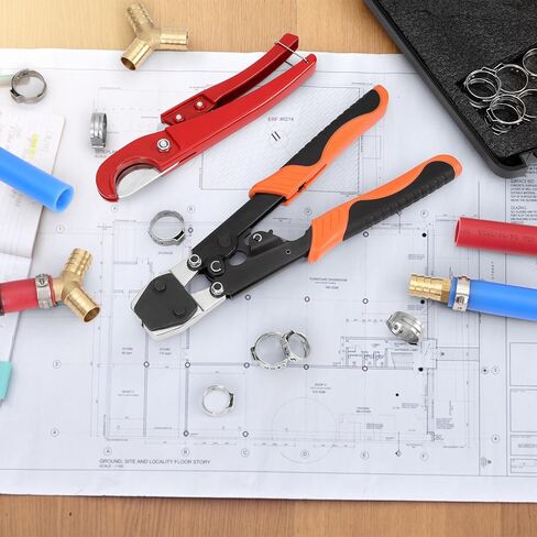 KF CPTEC PEX Clamp Tool for 1/2 inch and 3/4 inch PEX clamp rings - Pipe clamp crimping tools for 3/8 to 1 inch PEX cinch clamps, PEX clamp pliers in Saudi Arabia
