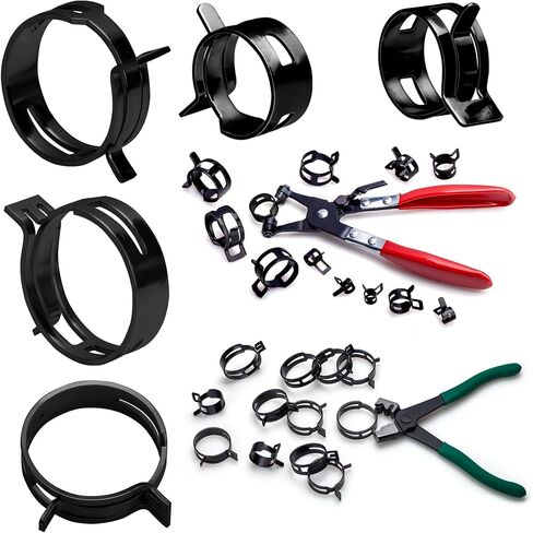 مشابك خرطوم زنبركية للسيارات 6-38 مم، 401 قطعة من أدوات مشبك أنابيب تبريد الوقود في 20 مقاسًا، تستخدم لإصلاح واجهات الخراطيم في تطبيقات السيارات والبحرية والبستنة والصناعية in Kuwait