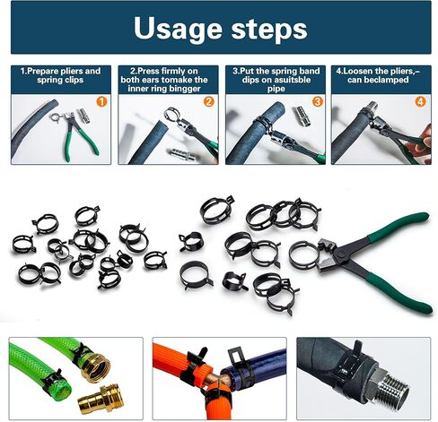 مشابك خرطوم زنبركية للسيارات 6-38 مم، 401 قطعة من أدوات مشبك أنابيب تبريد الوقود في 20 مقاسًا، تستخدم لإصلاح واجهات الخراطيم في تطبيقات السيارات والبحرية والبستنة والصناعية in Kuwait