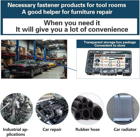 مشابك خرطوم زنبركية للسيارات 6-38 مم، 401 قطعة من أدوات مشبك أنابيب تبريد الوقود في 20 مقاسًا، تستخدم لإصلاح واجهات الخراطيم في تطبيقات السيارات والبحرية والبستنة والصناعية in Kuwait