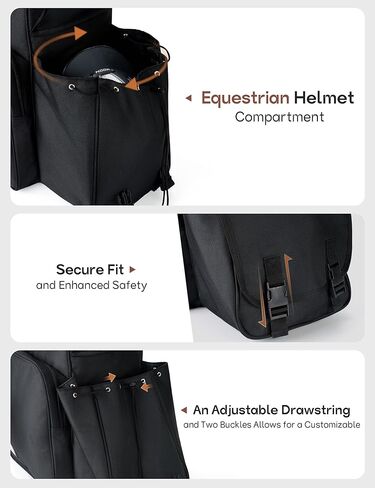 FitsT4 Sports Equestrian Boot Bag Comfort Grip Multi-Functional Horse Riding Gear Pack for Helmet Horsewhip Padded Divider Equipment in Saudi Arabia