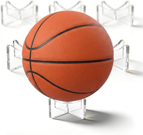 6-Pack Acrylic Ball Stand Display Holder for Basketball, Football, Soccer & Baseball, Clear Thick Memorabilia Base, Premium Collectible Rack for Trophy Shelf in Kuwait
