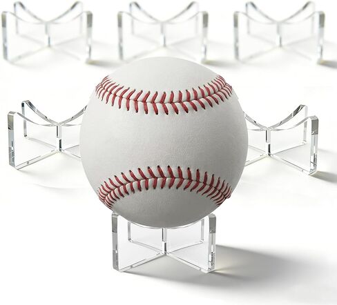 6-Pack Acrylic Ball Stand Display Holder for Basketball, Football, Soccer & Baseball, Clear Thick Memorabilia Base, Premium Collectible Rack for Trophy Shelf in Saudi Arabia