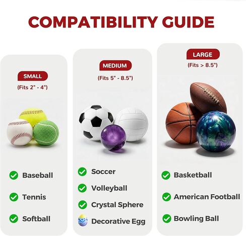 6-Pack Acrylic Ball Stand Display Holder for Basketball, Football, Soccer & Baseball, Clear Thick Memorabilia Base, Premium Collectible Rack for Trophy Shelf in Saudi Arabia