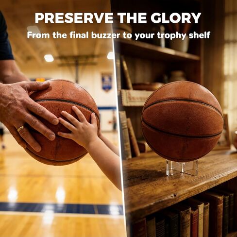 6-Pack Acrylic Ball Stand Display Holder for Basketball, Football, Soccer & Baseball, Clear Thick Memorabilia Base, Premium Collectible Rack for Trophy Shelf in Saudi Arabia