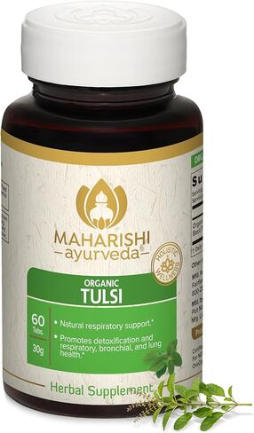 Maharishi Ayurveda Organic Tulsi– 500 mg, 60 Tabs – Herbal Supplement that Supports Respiratory & Immune Health, Promotes Detoxification & Lung Health. Organic Certified | Non-GMO | USDA Certified.* in Saudi Arabia