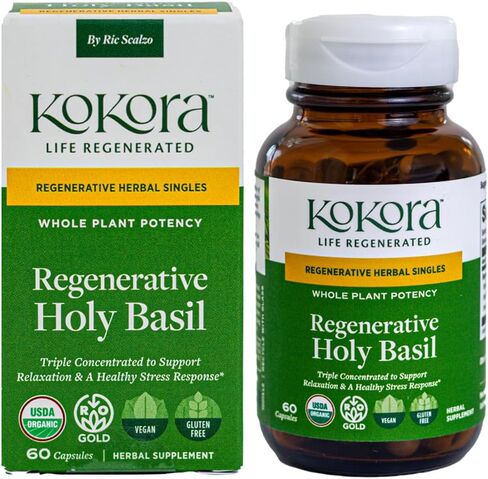 Regenerative Holy Basil - Regenerative Organic Certified – Relaxation, Calm Mind, Stress Relief* -Vegan, Non-GMO – 60 Capsules - 30 Servings in Saudi Arabia