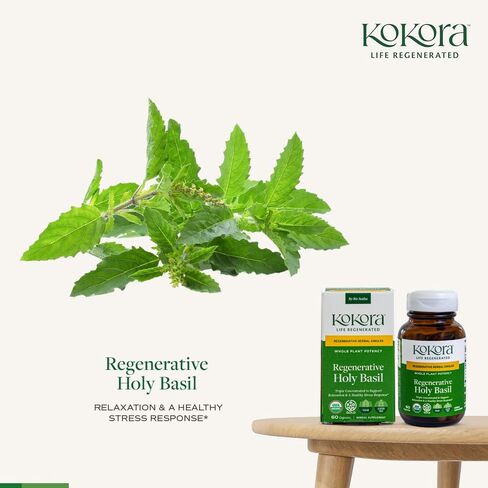 Regenerative Holy Basil - Regenerative Organic Certified – Relaxation, Calm Mind, Stress Relief* -Vegan, Non-GMO – 60 Capsules - 30 Servings in Saudi Arabia