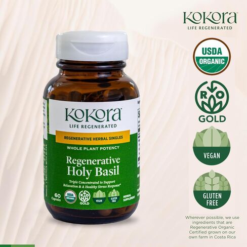 Regenerative Holy Basil - Regenerative Organic Certified – Relaxation, Calm Mind, Stress Relief* -Vegan, Non-GMO – 60 Capsules - 30 Servings in Saudi Arabia