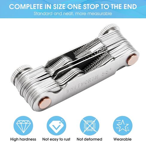 Professional Thread Gauge, 3-in-1 Thread Pitch Gauge: Metric 60°, Whitworth 55° & US SAE 60° Screw Gauge Set – Stainless Steel Thread Checker with Locking Device for Automotive, Workshop & Plumbing in Kuwait