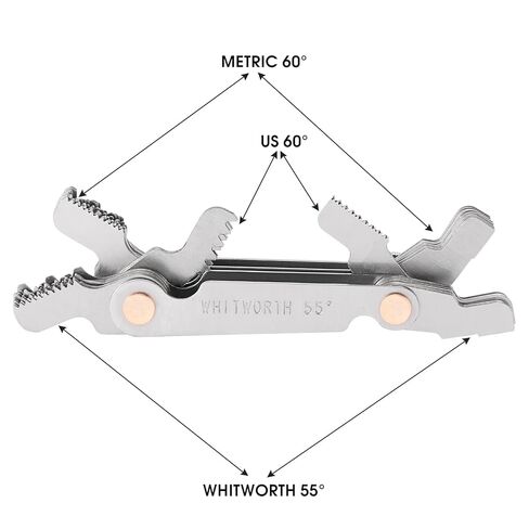 Professional Thread Gauge, 3-in-1 Thread Pitch Gauge: Metric 60°, Whitworth 55° & US SAE 60° Screw Gauge Set – Stainless Steel Thread Checker with Locking Device for Automotive, Workshop & Plumbing in Kuwait