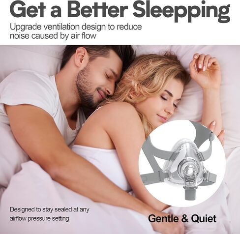 قناع CPAP لكامل الوجه، قناع CPAP للأنف من سلسلة TMS Comfort يتضمن غطاء رأس ووسادة وإطار ومرفق (مقاس متوسط) in Kuwait