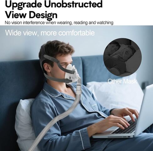 قناع CPAP لكامل الوجه، قناع CPAP للأنف من سلسلة TMS Comfort يتضمن غطاء رأس ووسادة وإطار ومرفق (مقاس متوسط) in Kuwait