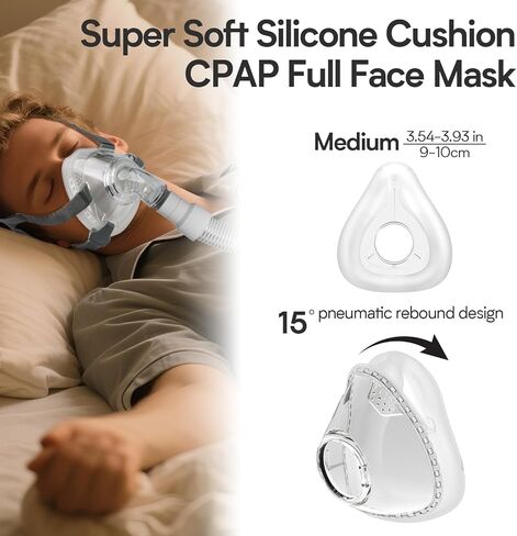 قناع CPAP لكامل الوجه، قناع CPAP للأنف من سلسلة TMS Comfort يتضمن غطاء رأس ووسادة وإطار ومرفق (مقاس متوسط) in Kuwait