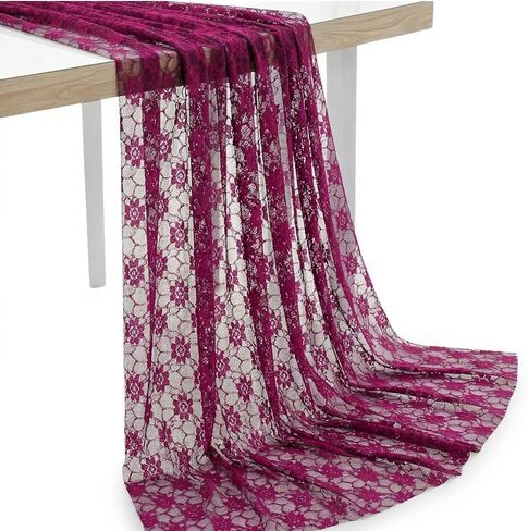 MDS Pack of 5 Yard Bridal Solid Raschel Lace Fabric, Vintage Lace Fabric Bolt for Wedding Dress,Fashion, Crafts, Decorations Lace Trim Fabric 55" Width- Eggplant in Kuwait