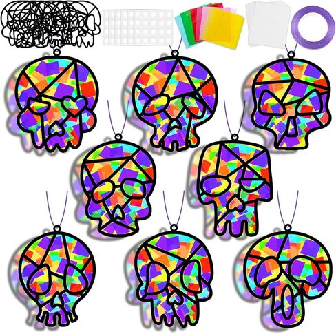 32 مجموعات زهرة الربيع Suncatchers Kit DIY زهرة وعاء نافذة ملون من الزجاج ورقة الأزهار المنزل المدرسة الفصول in Kuwait