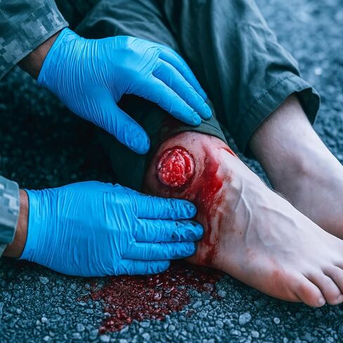 Ankle Bullet Wound Packing Trainer Sleeve, GSW Stop The Bleeding Training Simulator for Hemostasis Practice, Realistic First Aid & Emergency Response Demonstration in Saudi Arabia