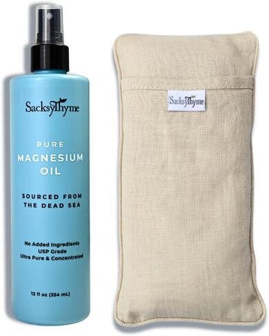 حزمة النوم والاسترخاء - وسادة العين من الكتان + رذاذ زيت المغنيسيوم - مجموعة العناية الذاتية المهدئة للروتين الليلي، ودعم الإجهاد والاسترخاء التام للجسم in Kuwait