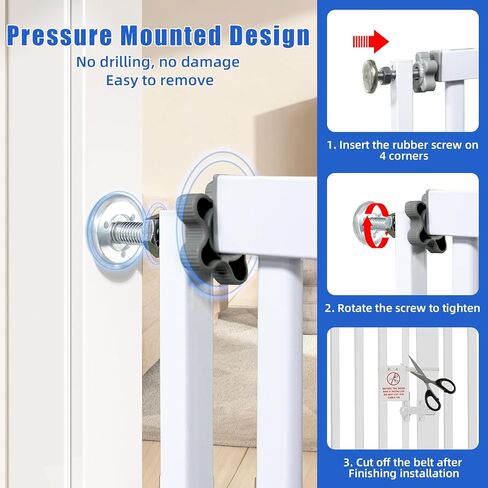 SHYUJAJIE 59 inch Extra Tall Cat Pet Gate Baby Gate Adjustable 29.13" and 42.08" Wide Pressure Mounted Walk Through Swing Safety Pet Gates Child Gate for Stairs, Doorway, House (59 * 42inch) in Kuwait