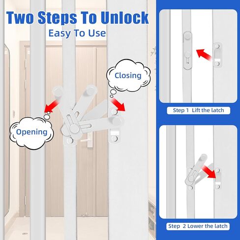 SHYUJAJIE 59 inch Extra Tall Cat Pet Gate Baby Gate Adjustable 29.13" and 42.08" Wide Pressure Mounted Walk Through Swing Safety Pet Gates Child Gate for Stairs, Doorway, House (59 * 42inch) in Kuwait