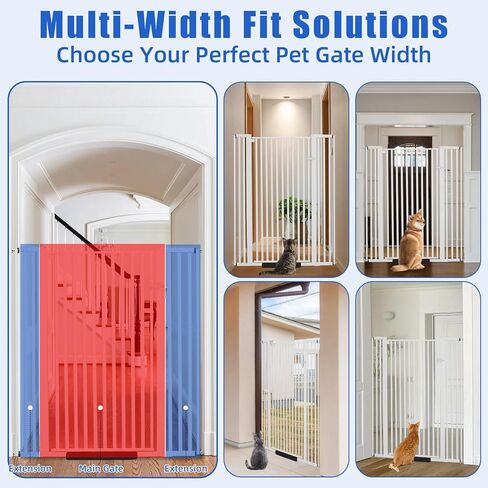 SHYUJAJIE 59 inch Extra Tall Cat Pet Gate Baby Gate Adjustable 29.13" and 42.08" Wide Pressure Mounted Walk Through Swing Safety Pet Gates Child Gate for Stairs, Doorway, House (59 * 42inch) in Kuwait