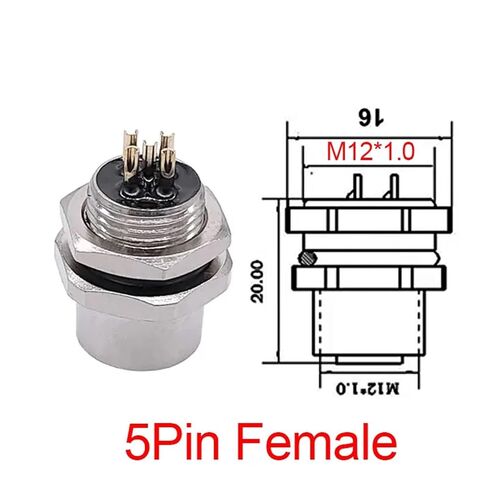 M12 3pin 4pin 5 8Pin Sensor Connector Panel Back Mount Flange Socket Threaded Coupling Male&Female A Code Connectors 1Pcs(M12 Female 5pin) in Saudi Arabia