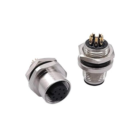 M12 3pin 4pin 5 8Pin Sensor Connector Panel Back Mount Flange Socket Threaded Coupling Male&Female A Code Connectors 1Pcs(M12 Female 5pin) in Saudi Arabia