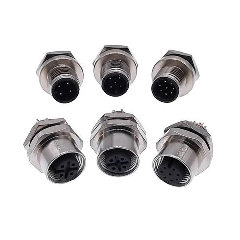M12 3pin 4pin 5 8Pin Sensor Connector Panel Back Mount Flange Socket Threaded Coupling Male&Female A Code Connectors 1Pcs(M12 Female 5pin) in Saudi Arabia