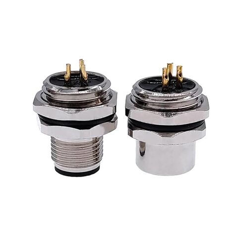 M12 3pin 4pin 5 8Pin Sensor Connector Panel Back Mount Flange Socket Threaded Coupling Male&Female A Code Connectors 1Pcs(M12 Female 5pin) in Saudi Arabia
