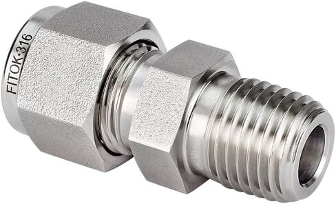 316 Stainless Steel Compression Tube Fitting Male Connector 3/16" Tube OD x 1/8" Male NPT 10000 psi, SS-CM-FL3-NS2 in Kuwait