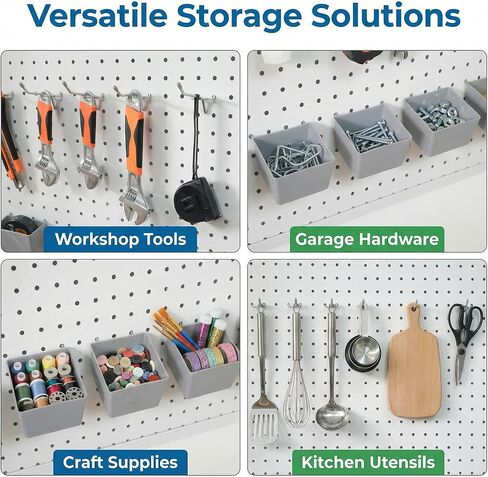 طقم خطافات معدنية بيجبورد 90 قطعة - مجموعة أدوات شديدة التحمل لتنظيم المرآب وورش العمل، حامل شماعة حائط مع أقفال، لا حاجة لأي أدوات، ملحقات التخزين in Kuwait