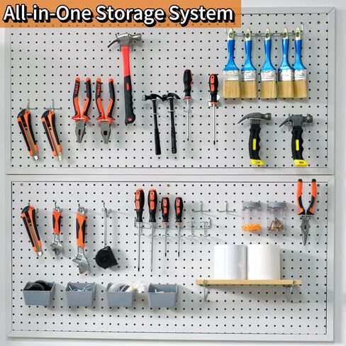 طقم خطافات معدنية بيجبورد 90 قطعة - مجموعة أدوات شديدة التحمل لتنظيم المرآب وورش العمل، حامل شماعة حائط مع أقفال، لا حاجة لأي أدوات، ملحقات التخزين in Kuwait