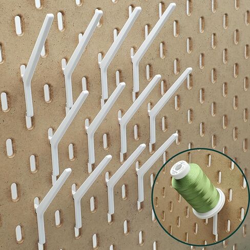 خطافات بكرة بزاوية "فقط معلقة Pegboards" متوافقة مع IKEA SKADIS - ملحقات Pegboard للخيوط والتطريز والخياطة - منظم غرفة الحرف اليدوية لمساحات العمل الإبداعية (أبيض غير لامع، 12 حزمة) in Saudi Arabia