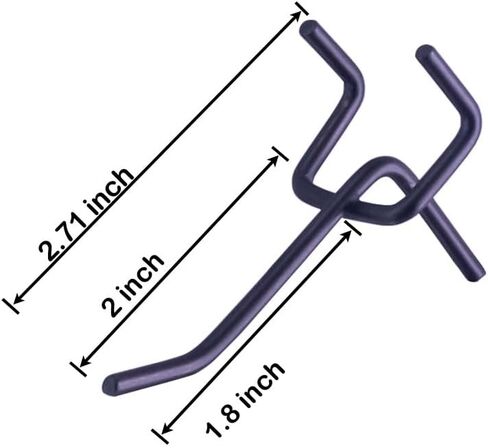 KINOMI 37 Pieces 2 Inch Black Pegboard Hooks Heavy Duty Pegs Pegboard Accessories for 1/4 in and 1/8 in Peg Boards in Garages, Tool Sheds, Basements etc in Kuwait