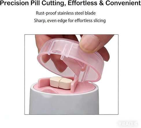 3-in-1 Pill Crusher and Cutter with Storage, BPA-Free Pill Grinder for Fine Powder, Stainless Steel Blade & Grinding Head, Portable Pill Splitter for Elderly, Pets, Travel (Pink) in Saudi Arabia