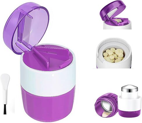 3-in-1 Pill Crusher and Cutter with Storage, BPA-Free Pill Grinder for Fine Powder, Stainless Steel Blade & Grinding Head, Portable Pill Splitter for Elderly, Pets, Travel (Pink) in Saudi Arabia