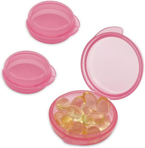 UHOUSE Small Pill Box (3 Pack), Daily Mini Pill Organizer Portable for Purse Pocket,Travel Pill Case Medicine Storage Container Earplug Case (Pink) in Kuwait
