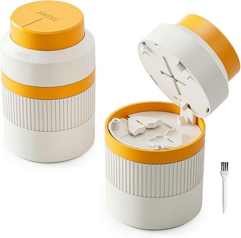 قطاعة حبوب منع الحمل 3 في 1، 1/2 1/4 كسارات حبوب وفواصل مع شفرة حادة مخفية من الفولاذ المقاوم للصدأ وتخزين للحبوب الصغيرة أو الكبيرة، مسحوق ناعم لسحق الحبوب للأقراص (رمادي) in Kuwait