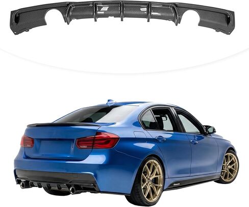 Rear Diffuser Compatible with 2012-2018 BMW 3 Series F30 F35 328i M-Performance Style Rear Bumper Lower Lip Diffuser Double Exhausts One Outlet (Gloss Black) in Kuwait