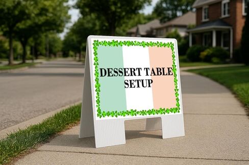 Dessert Table Setup St. Patrick'S Day Irish Clover Flag Directional Arrows A-Frame Double Sided 23x23 in. Yard Road Sign in Kuwait