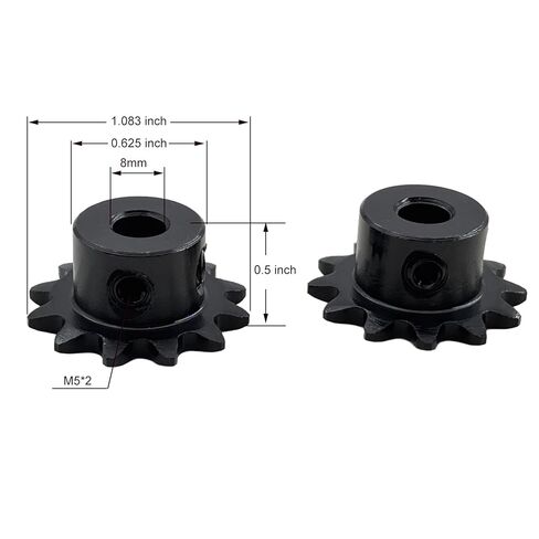 2PCS #25 Roller Chain Sprocket Type B 8mm Bore 12 Tooth, Hardened Antirust 1045 Steel Drive Sprockets 25B12-8mm in Saudi Arabia