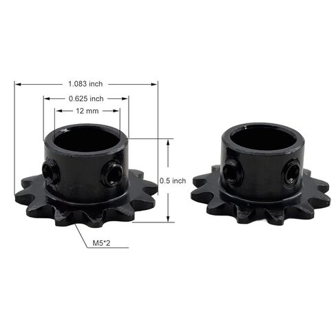 2PCS #25 Roller Chain Sprocket Type B 12mm Bore 12 Tooth, Hardened Antirust 1045 Steel Drive Sprockets 25B12-12mm in Saudi Arabia
