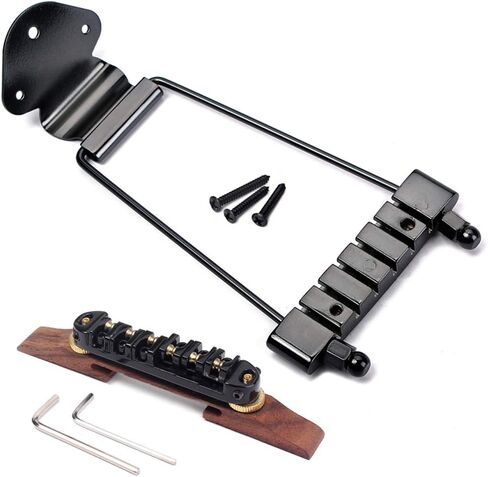 6 String Guitar Trapeze Tailpiece Bridge and Roller Tune-O-Matic Saddle Bridge for Jazz Archtop Guitar Replacement (Chrome in Saudi Arabia